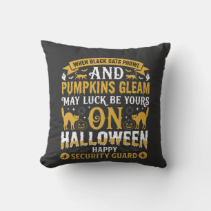 Halloween Black Cats and Pumpkins Security Guard D Cushion
