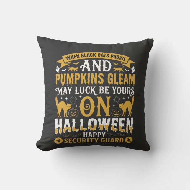 Halloween Black Cats and Pumpkins Security Guard D Cushion (Front)