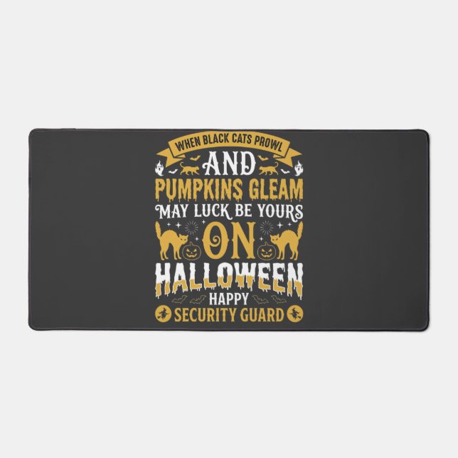 Halloween Black Cats and Pumpkins Security Guard D Desk Mat (Front)