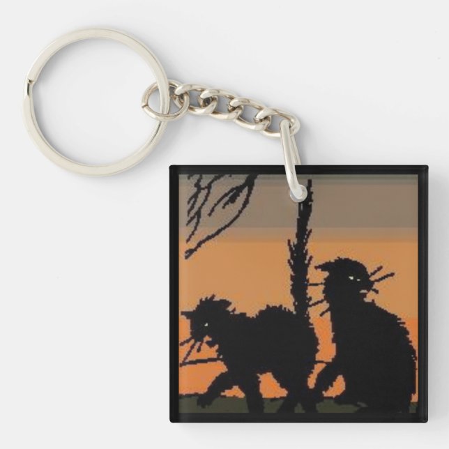 Halloween Black Cats - Key Ring (Front)