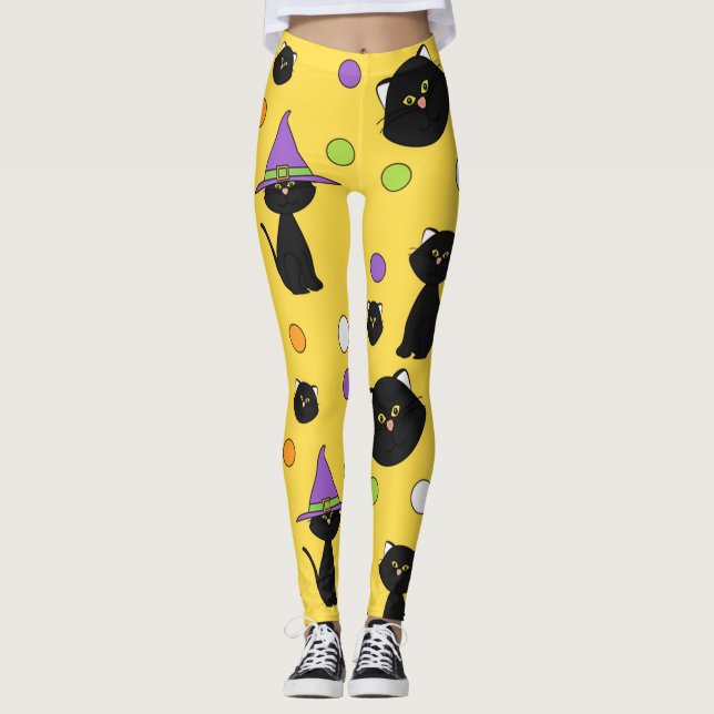 Halloween Black Cats Leggings (Front)
