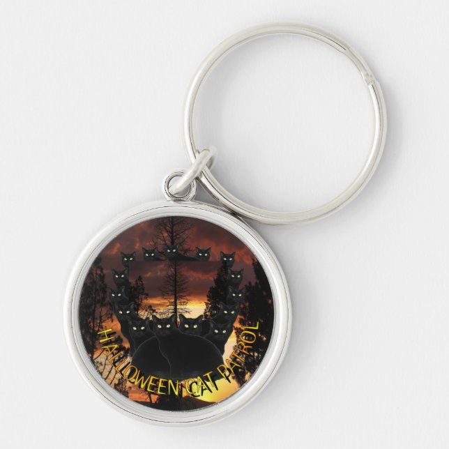 Halloween Black Cats Patrol Key Chains (Front)