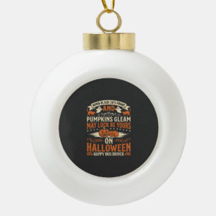 Halloween Black Cats Pumpkin Happy Bus Driver Desi Ceramic Ball Christmas Ornament