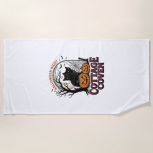 Halloween Black Cats Vintage Coven Pumpkin Art_1 Beach Towel