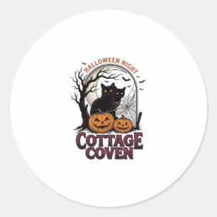 Halloween Black Cats Vintage Coven Pumpkin Art_1 Classic Round Sticker