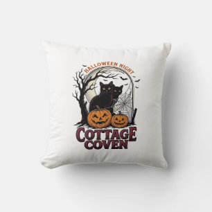 Halloween Black Cats Vintage Coven Pumpkin Art_1 Cushion
