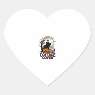 Halloween Black Cats Vintage Coven Pumpkin Art_1 Heart Sticker