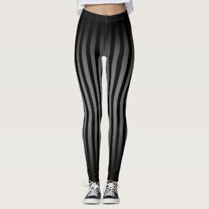 Halloween Black chevron stripes ombre gray Leggings