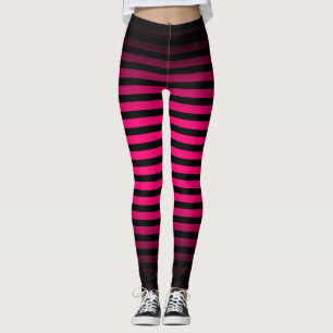 Halloween Black chevron stripes ombre hot pink Leggings