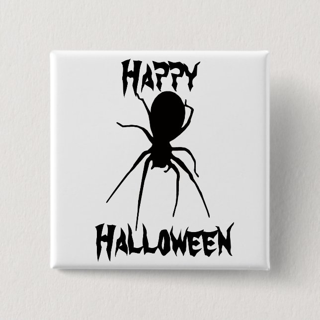 Halloween Black Creepy Spider Button (Front)