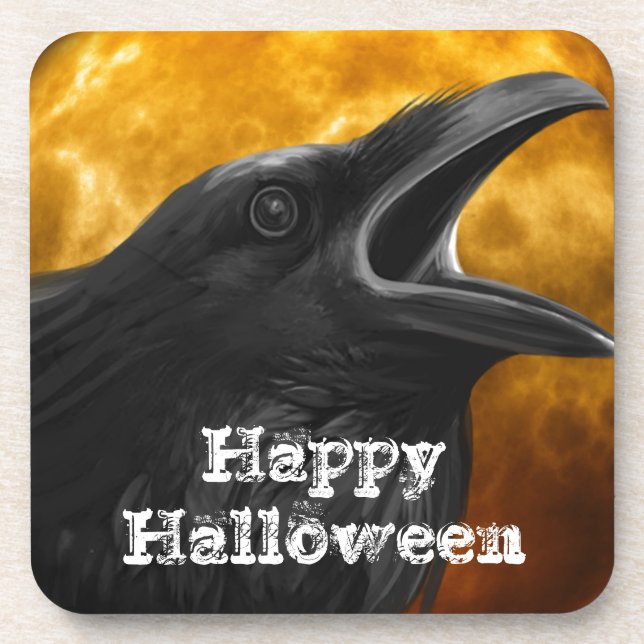 Halloween Black Crow Coaster (Front)