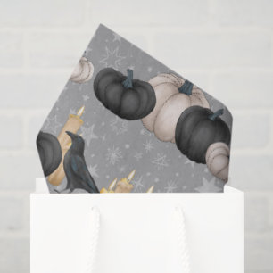 Halloween black crows and pumpkins tiled tissue paper