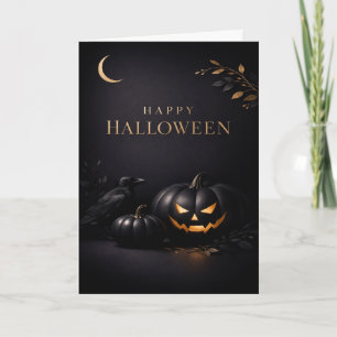 Halloween Black Gold Pumpkins Card