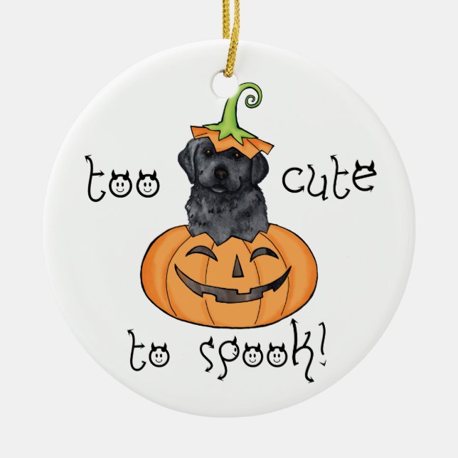 Halloween Black Lab Ceramic Tree Decoration (Front)