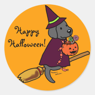 Halloween Black Labrador Cartoon 1 Classic Round Sticker