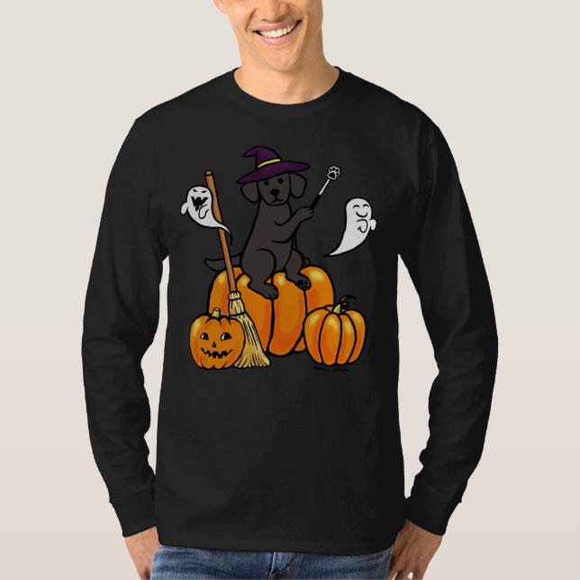 Halloween Black Labrador Magic Wand T-Shirt (Front)