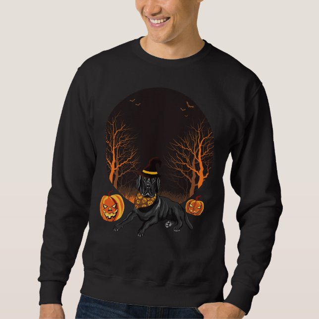 Halloween Black Labrador Retriever Wearing Witch H Sweatshirt (Front)