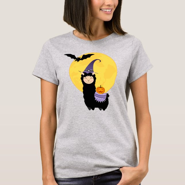 Halloween Black Llama T-Shirt (Front)