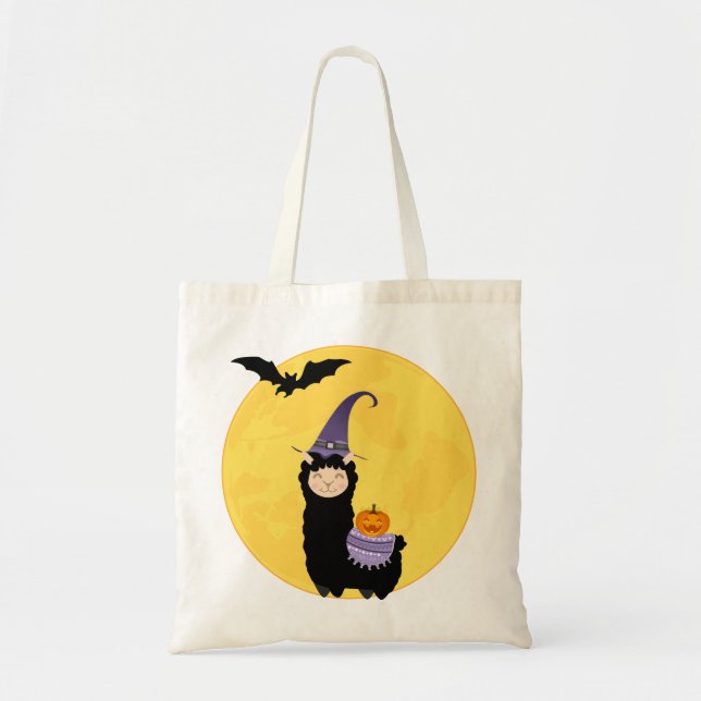 Halloween Black Llama Trick-or-treat Tote Bag (Front)