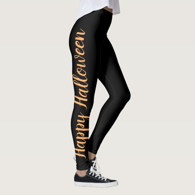 Halloween Black Neon Orange Stylish Costume Party Leggings (Right)