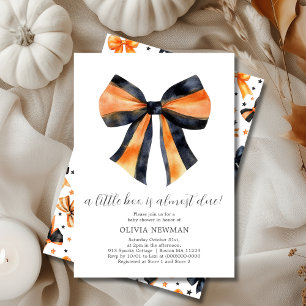 Halloween Black Orange Coquette Bow Baby Shower Invitation
