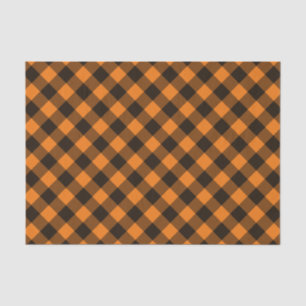 Halloween Black Orange Gingham Check Pattern Tissue Paper