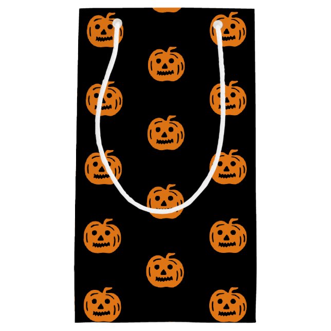 Halloween black orange jack o lantern pattern cute small gift bag (Front)