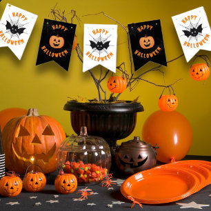Halloween Black & Orange Party Bunting Flags
