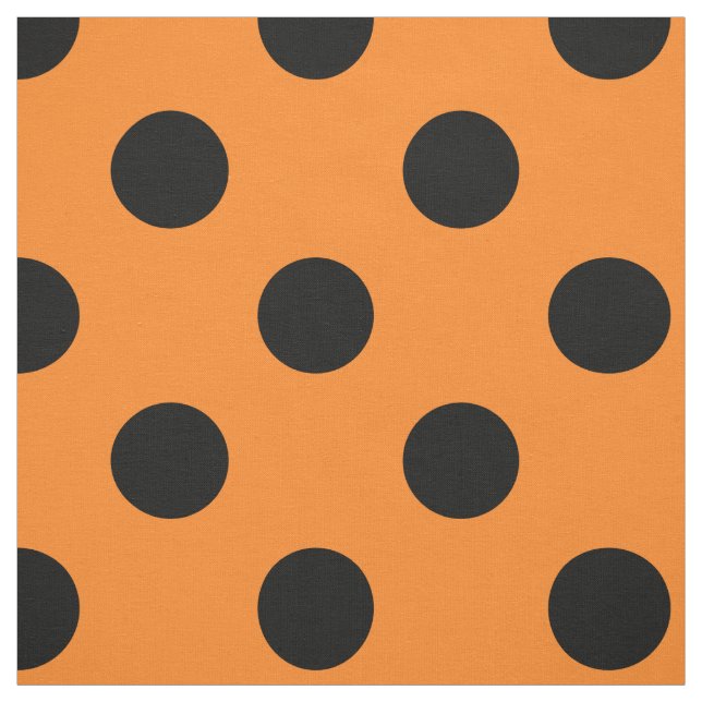 Halloween Black Orange Polka Dot Fabric (Swatch)