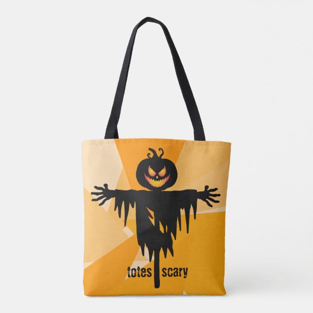 Halloween Black Orange Scarecrow  Tote Bag (Back)