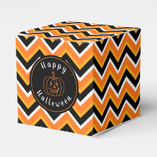 Halloween Black Orange White Zigzags Favour Box