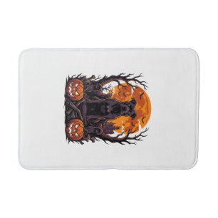 Halloween Black Pitbull Throne Pumpkins Full Moon_ Bath Mat