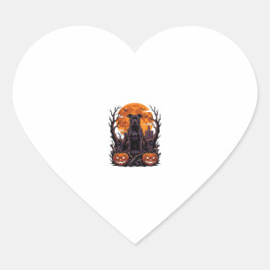 Halloween Black Pitbull Throne Pumpkins Full Moon_ Heart Sticker