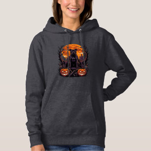 Halloween Black Pitbull Throne Pumpkins Full Moon_ Hoodie