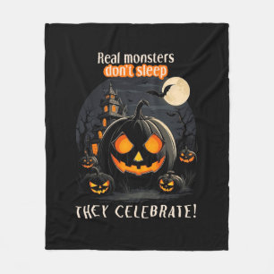 Halloween black pumpkin fleece blanket