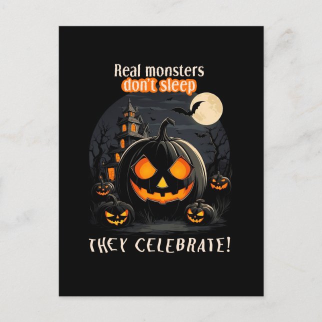 Halloween black pumpkin postcard (Front)