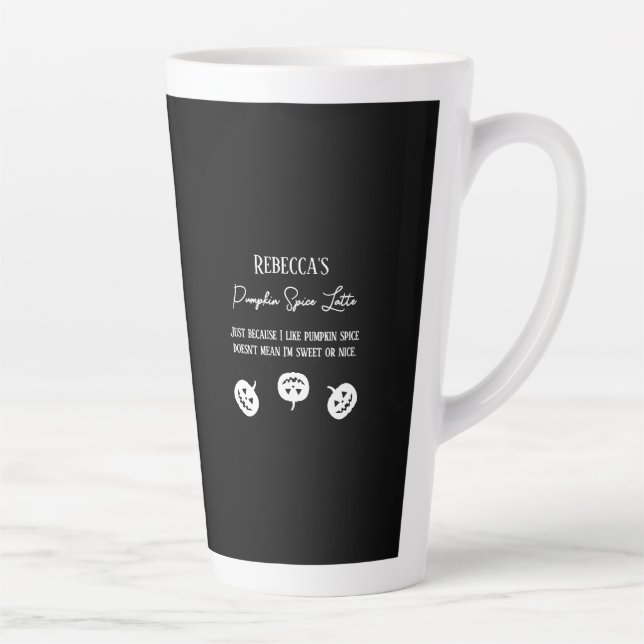 Halloween Black Pumpkin Spice Sweet or Nice Latte Mug (Right)