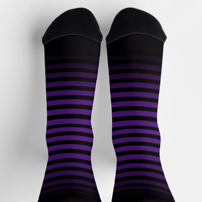 Halloween Black purple horizontal stripes ombre Socks (Top)