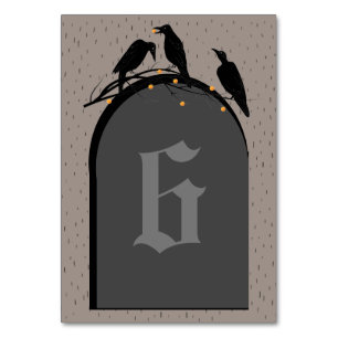 Halloween Black Ravens Spooky Table Number