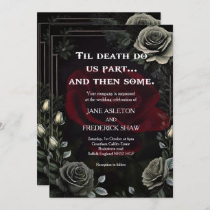 Halloween Black Rose Gothic Wedding Invitation