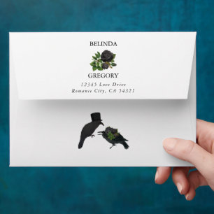 Halloween Black Roses Crows Wedding Invitation 5x7 Envelope