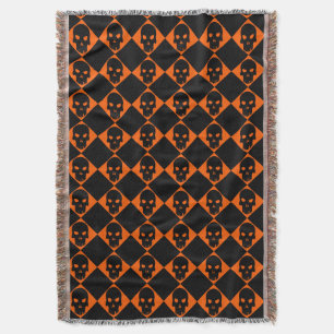Halloween Black Skull Throw Blanket