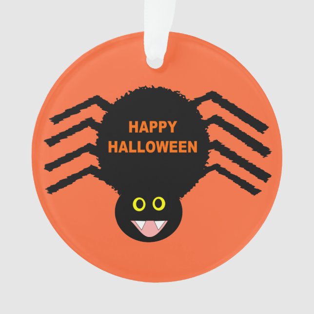 Halloween Black Spider Acrylic Ornament (Front)
