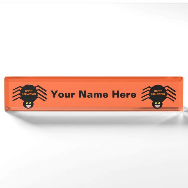 Halloween Black Spider Custom Nameplate (Front)