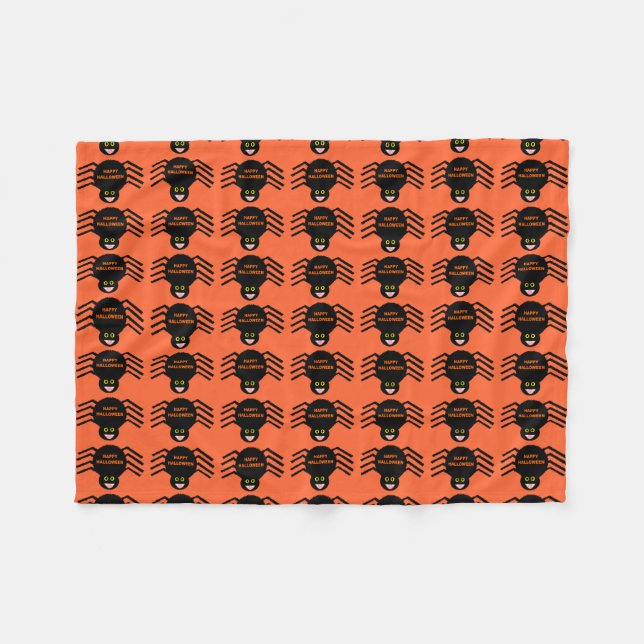 Halloween Black Spider Fleece Blanket (Front (Horizontal))