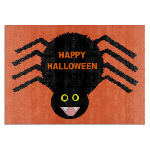 Halloween Black Spider Glass Cutting Board