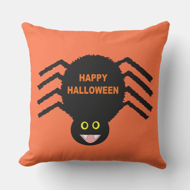 Halloween Black Spider Outdoor Pillow (Front)