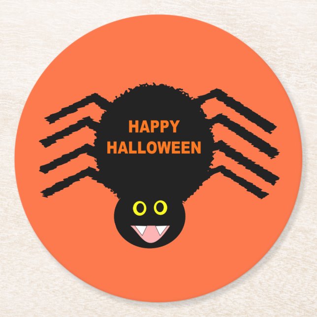 Halloween Black Spider Paper Coasters (Front)