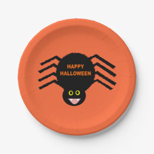 Halloween Black Spider Paper Plate