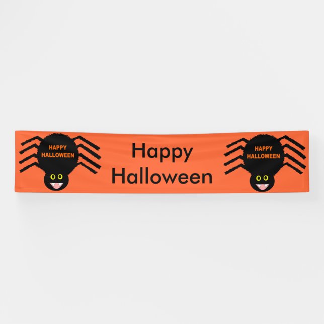 Halloween Black Spider Personalised Banner (Horizontal)